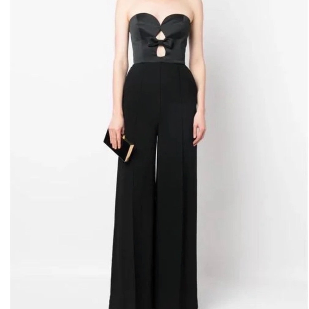 Elie Saab Women's Black Bow-Detail Cut-Out Taffeta Jumpsuit